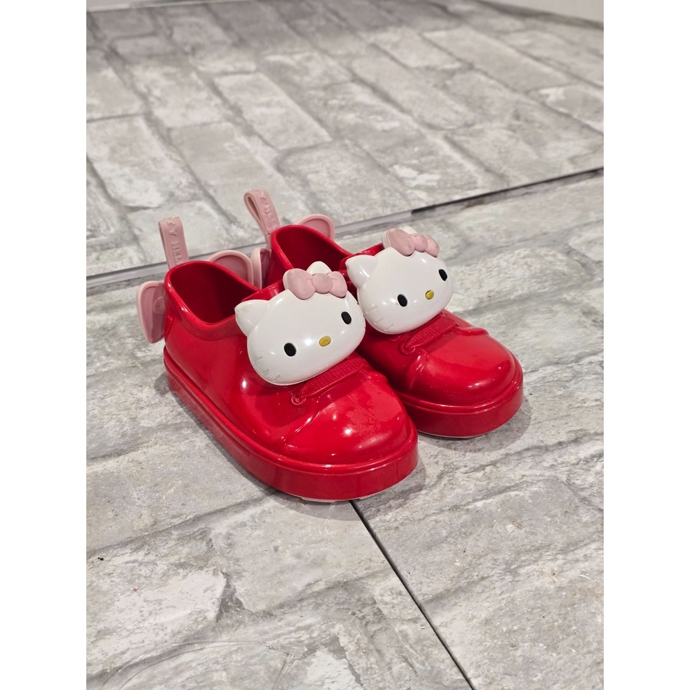 RED AND PINK Mini Melissa Jelly Hello Kitty Slip-On SIZE 7 toddler Preowned